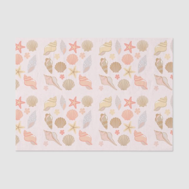 Pink Seashells Pattern Tissue Paper (Front)
