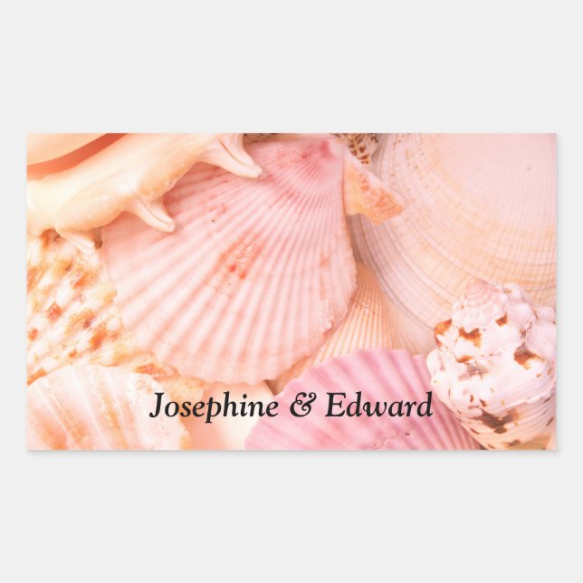 Pink Seashells Rectangular Sticker (Front)
