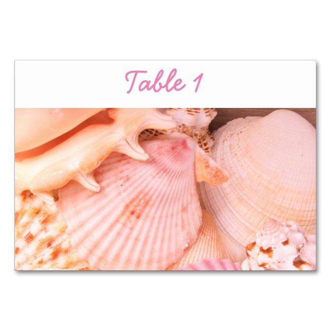 Pink Seashells Table Number (Front)