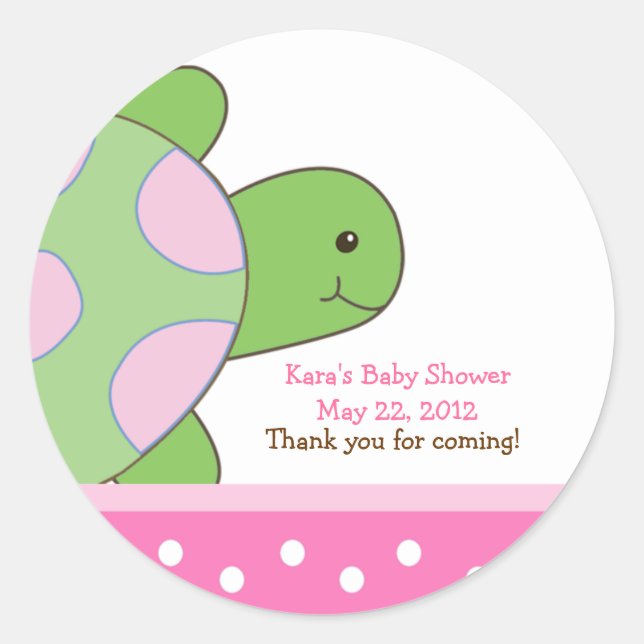 Pink Seaturtle SEA TURTLE Favour Sticker (Front)