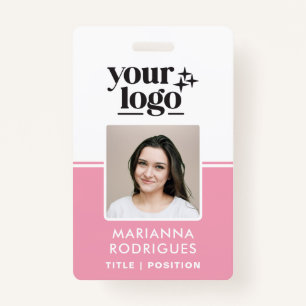 Pink Security Logo Photo Barcode Employee ID ID Badge
