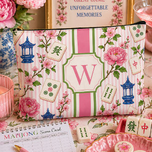 Pink Seersucker Mahjong Bag Personalised