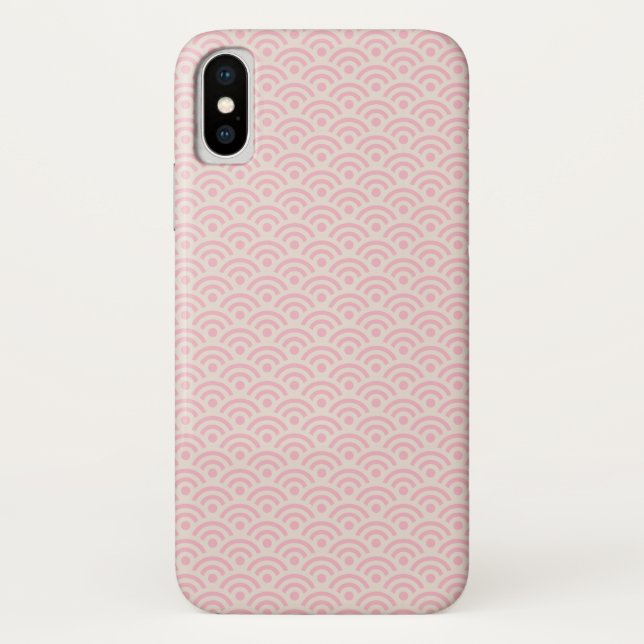 Pink Seigaiha Japanese Pattern Personalised Name Case-Mate iPhone Case (Back)