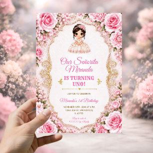 Pink Señorita First Birthday Mexican Dress Party Invitation