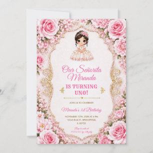 Pink Señorita First Birthday Mexican Dress Party Invitation
