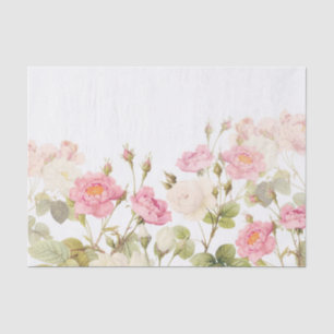 Pink Sepia Vintage Roses Meadow Illustration Tissue Paper