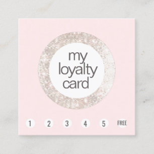 Pink Sequin Beauty Salon Customer Loyalty 6 Punch Card