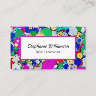 Pink Sequin Seamstress Business Card