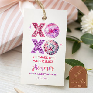 Pink sequin shimmer valentine tag