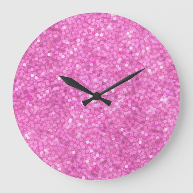 Pink Sequins Bling Large Clock (Front)