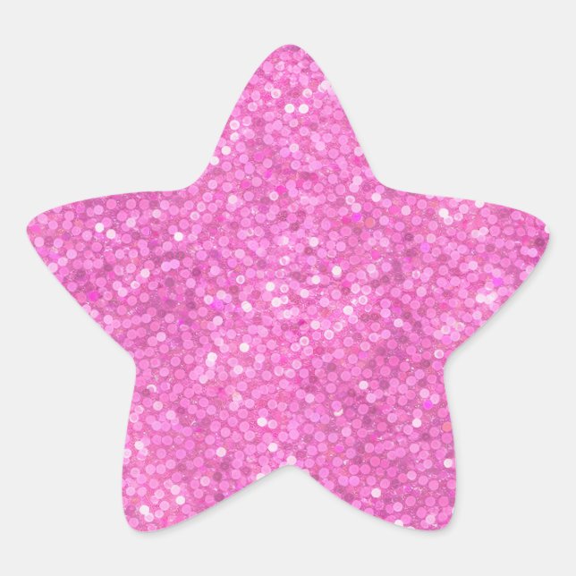 Pink Sequins Bling Star Sticker (Front)