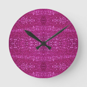 pink sequins round clock