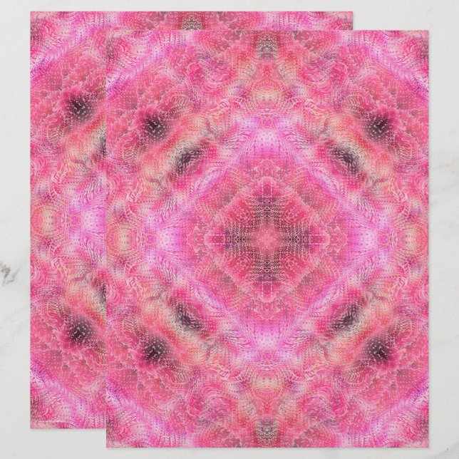 Pink Serene Garden Scrapbook Paper 2-Sided Page (Front/Back)