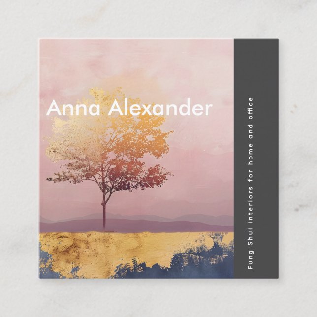 Pink Serenity Design 6 Square Business Card (Front)