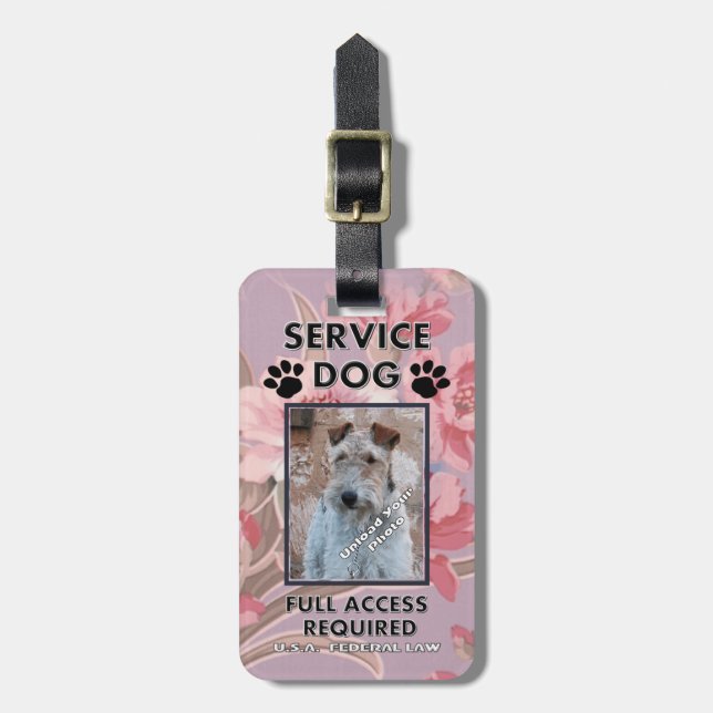 Pink Service Dog Photo ID Luggage Tag (Front Vertical)