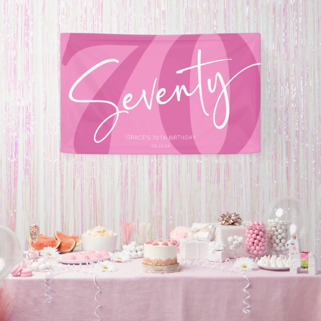 Pink Seventy 70th Seventieth Birthday Party Banner (Party)