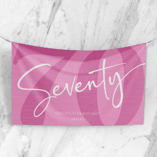 Pink Seventy 70th Seventieth Birthday Party Banner
