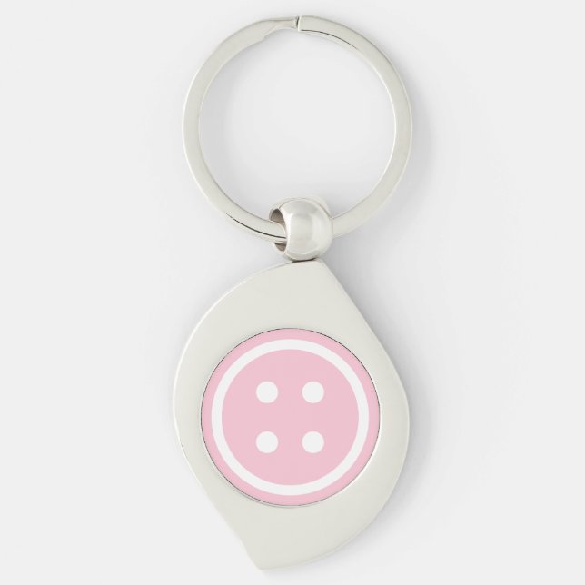 Pink Sewing Button Key Ring (Front)