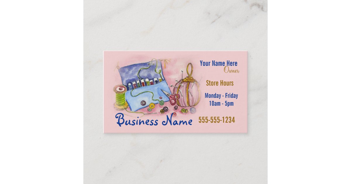 Pink Sewing Kit Business Card Zazzle