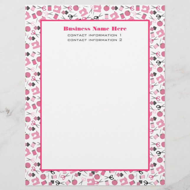Pink Sewing Letterhead Design (Front)