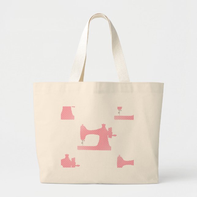 pink sewing machine large tote bag (Front)
