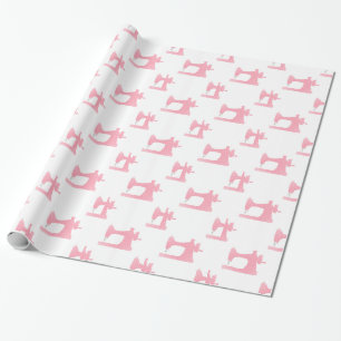 pink sewing machine wrapping paper