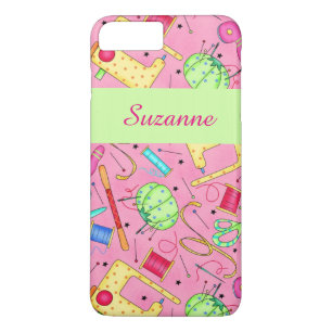 Pink Sewing Notions Art Name Personalised iPhone 8 Plus/7 Plus Case