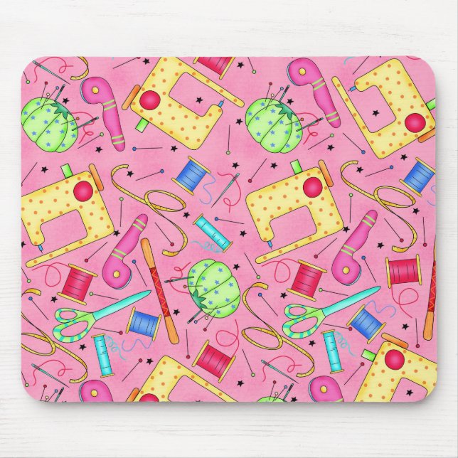 Pink Sewing Notions Mousepad (Front)