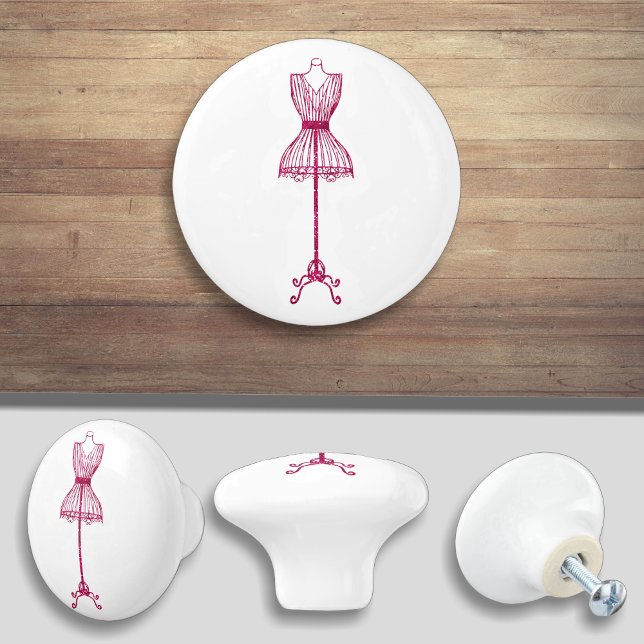 Pink Sewing Room Bodice Dress Form Ceramic Knob (Creator Uploaded)