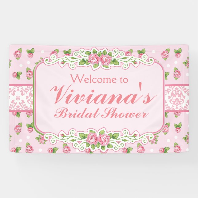 Pink, Shabby Chic Bridal Shower Banner (Horizontal)