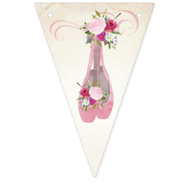 Pink Shabby Chic Floral Ballet Slippers Bunting (First Flag)