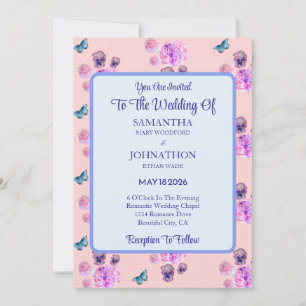 Pink Shabby Chic Flower Wedding Invitation