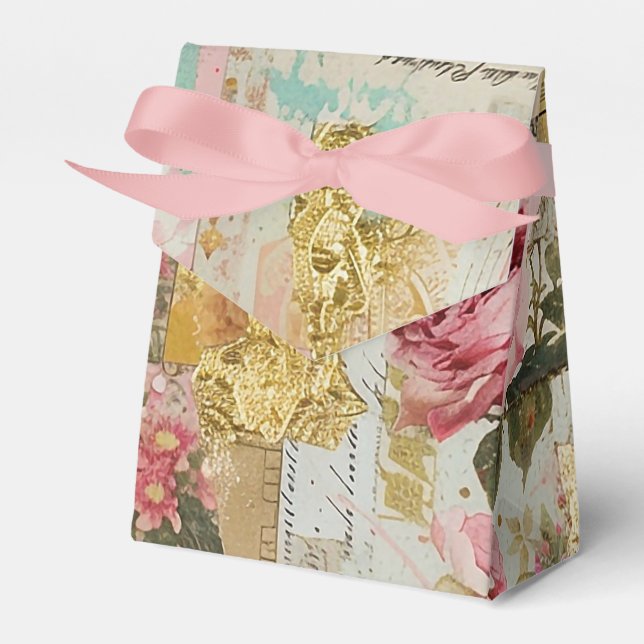 Pink Shabby Chic Roses Favour Box (Front Side)