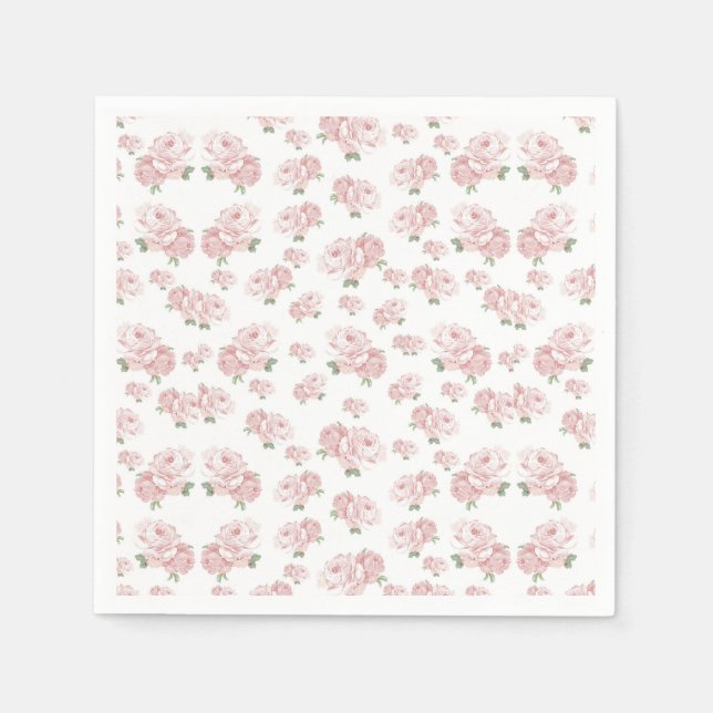 Pink Shabby Chic Vintage Baby Girl Shower Napkin (Front)