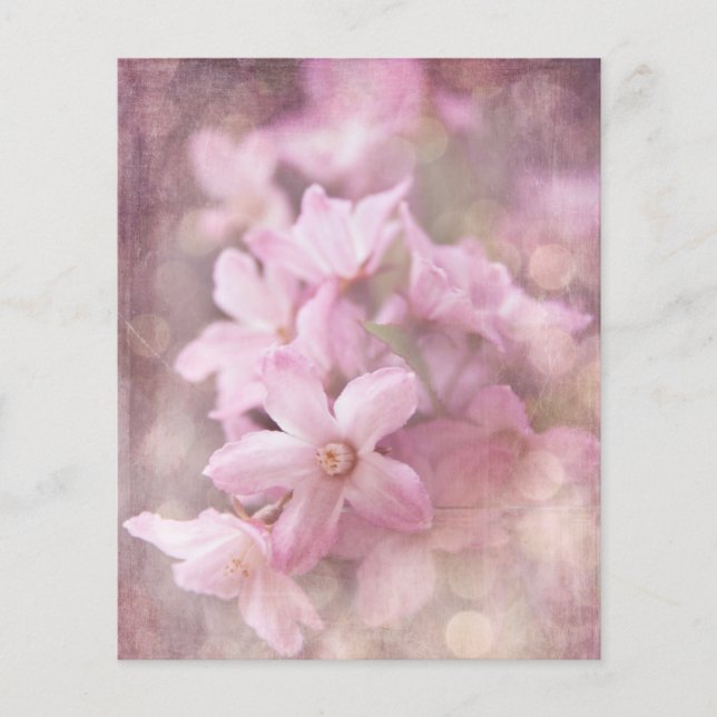 Pink Shabby Flowers & Bokeh Scrapbook Ephemera (Front)