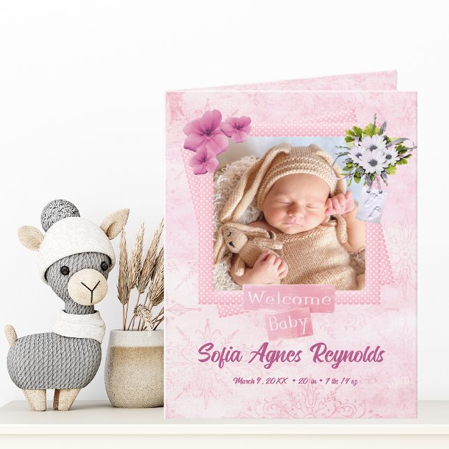 Pink Shabby Style Baby Announcement (Creator Uploaded)