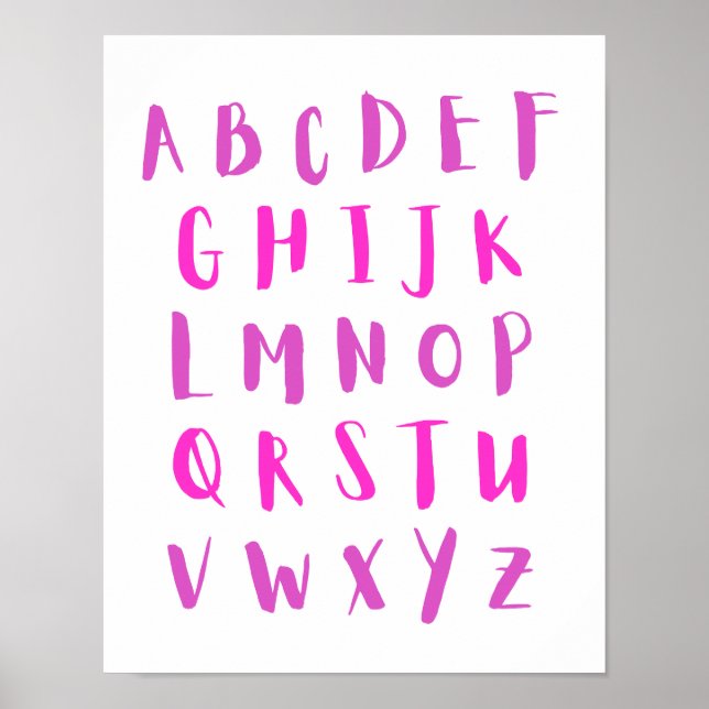 Pink Shades Alphabet Capital Letters Kids Room Poster (Front)