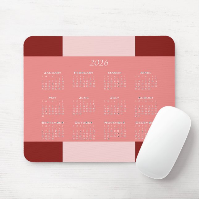 Pink shades business calendar mouse mat (With Mouse)