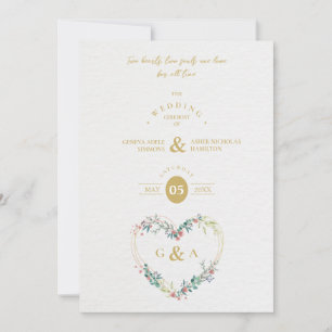 Pink Shades Heart Luxury Romantic Botanical Floral Invitation
