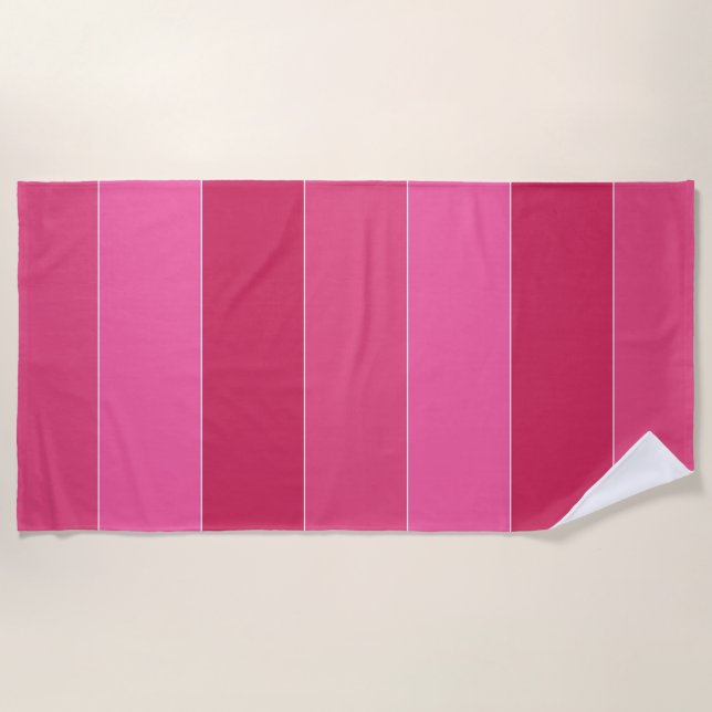Pink Shades of Hawaii Stripes Beach Towel (Front)