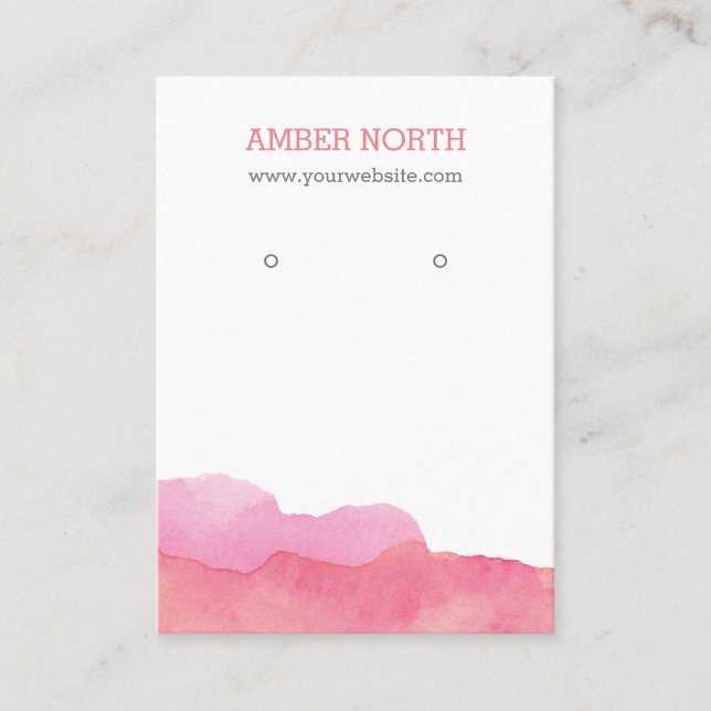 Pink Shades Watercolor Jewellery Earring Display Business Card (Front)