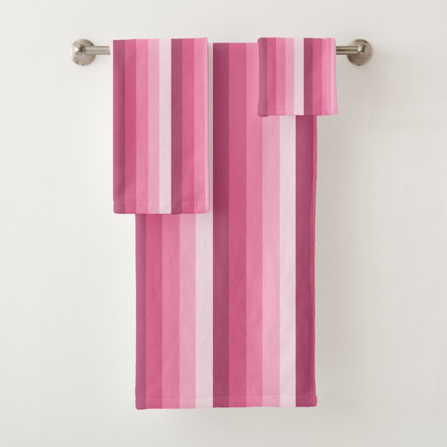 Pink shadow stripes bath towel set (Insitu)