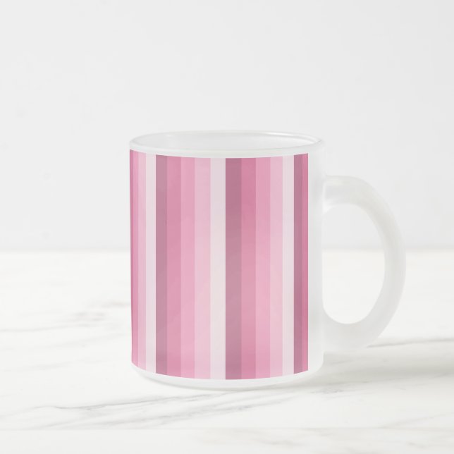 Pink shadow stripes frosted glass coffee mug (Right)