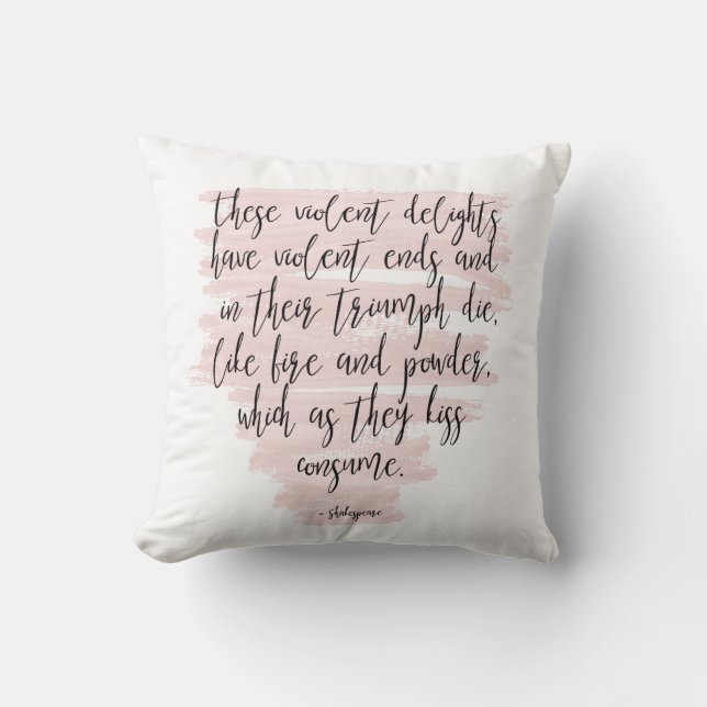 Pink Shakespeare Romeo & Juliet Quote Cushion (Front)