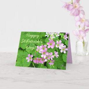 Pink Shamrock Flowers Happy St Patrick's Day Card