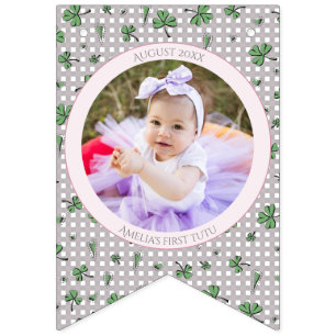 Pink Shamrock Happy Birthday Photo Bunting