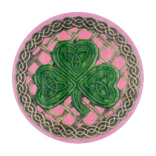 Pink Shamrock On Celtic Knots Cutting Board