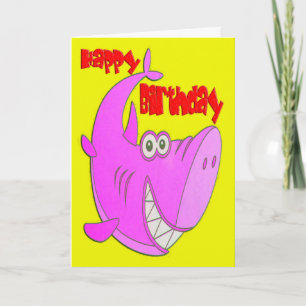 Pink Shark Birthday Card