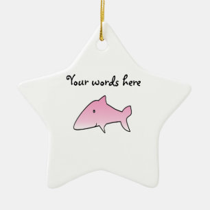 Pink shark ceramic tree decoration