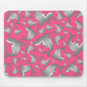 Pink shark pattern mouse mat